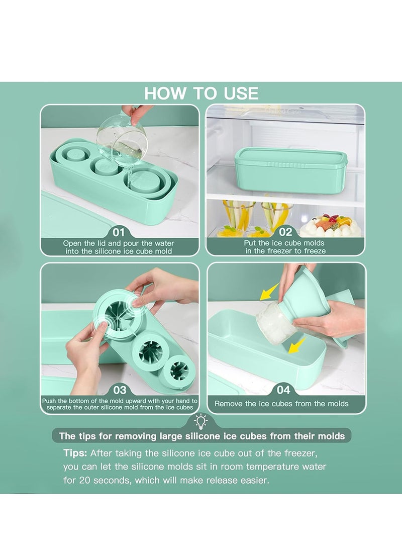 DMG TECH Ice Cube Tray Hollow Cylinder Ice Cube Molds Silicone Ice Tray 3 Cavities Ice Cube  - Image 3