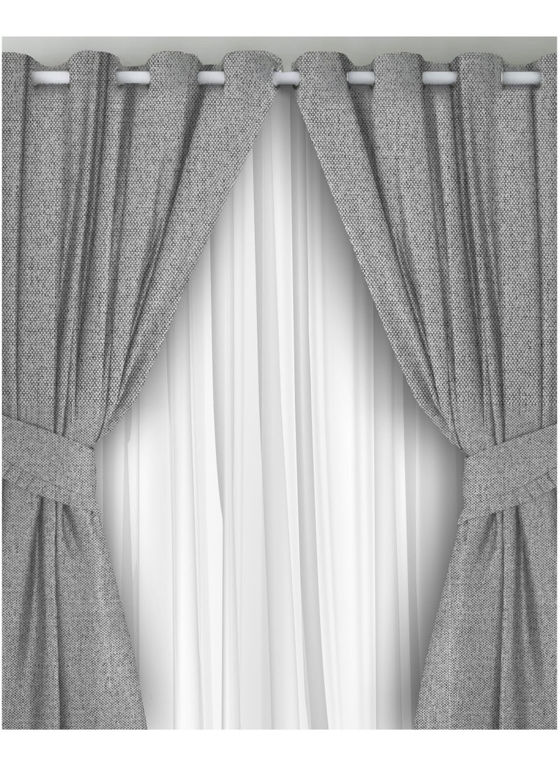 Naguib Selim - Curtains House Natural Linen With Steel Grommets-140 x 280 cm - Image 1