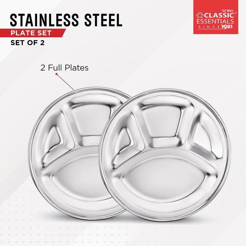 CLASSIC ESSENTIALS Stainless Steel Compartment Plate Bhojan Thali, Lunch/Dinner Plate - Image 4