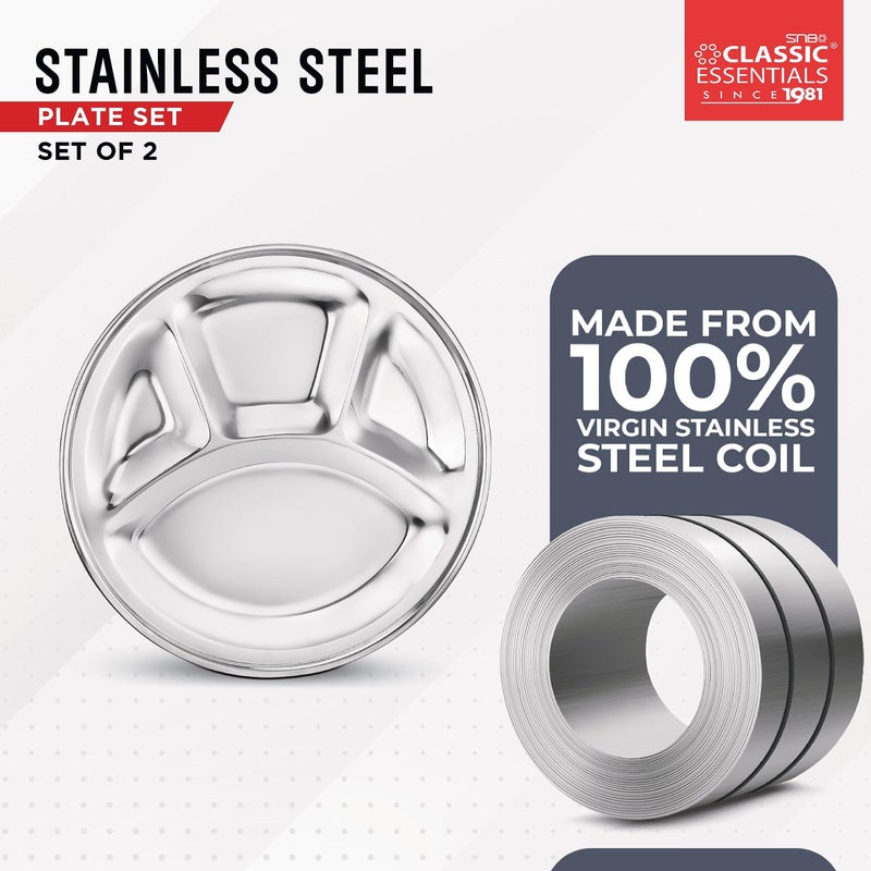 CLASSIC ESSENTIALS Stainless Steel Compartment Plate Bhojan Thali, Lunch/Dinner Plate - Image 5