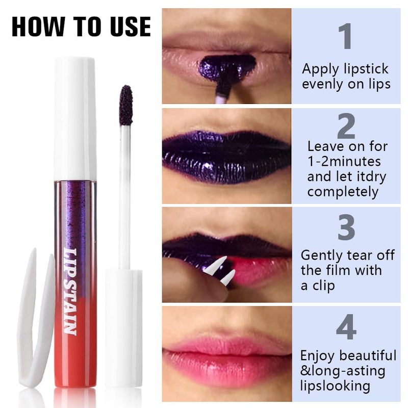 evpct 3Pcs Nude Brown Brownish Red & Orange Red Peel Off Lip Stain Tints, Matte Liquid Lipstick Lip Stain Long Lasting Waterproof for Women, Longwear Lipstick Peel Off Highly Pigmented Easy to Apply - Image 5