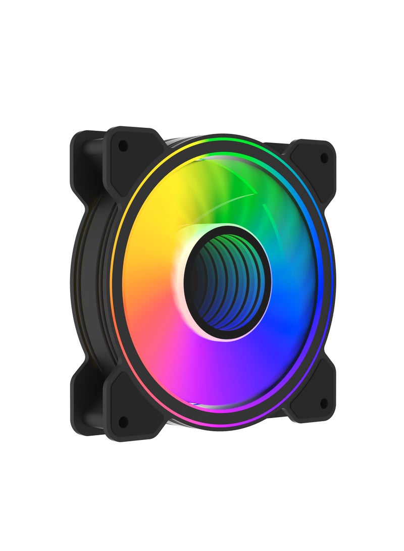 POWER Dual Ring ARGB Fan, 24 Individual LEDs, 120mm PWM Static Pressure Fan, Absorption Pad for PC Case and Liquid Radiator (Single Pack)  - Image 1