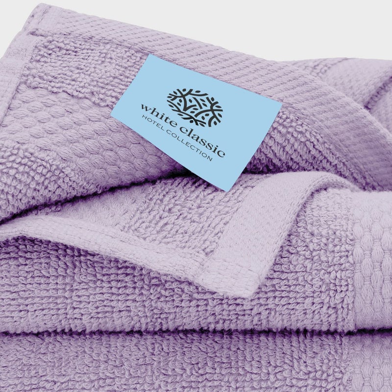 وايت كلاسيك White Classic Lavender Bath Bath Pafel Set - تمشيط جودة فندق Cotton Hotel جودة مناشف 8 قطع | 2 مناشف حمام | 2 مناشف اليد | 4 منجم [بقيمة 72.95 دولار] 8 حزمة | لافندر - Image 5