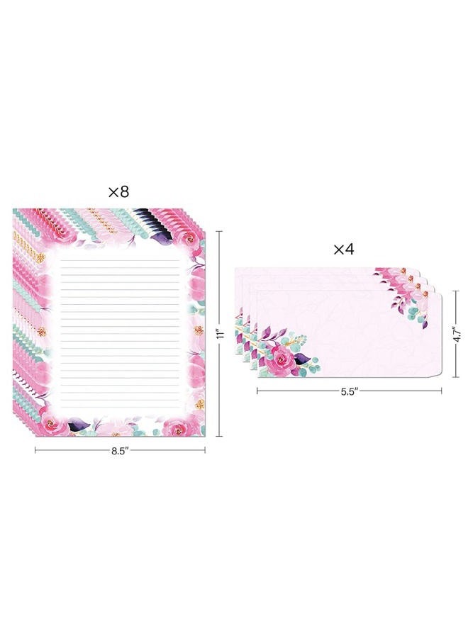 Kidepoch Stationary Writing Paper with Envelopes - Flora Stationery Set with Lined Letter Writing Paper, 48 Sheets + 24 Envelopes, 8.5 x 11 Inch of Each Stationary Paper - Image 3