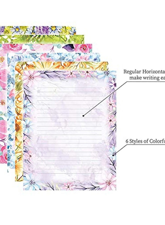 Kidepoch Stationary Writing Paper with Envelopes - Flora Stationery Set with Lined Letter Writing Paper, 48 Sheets + 24 Envelopes, 8.5 x 11 Inch of Each Stationary Paper - Image 2