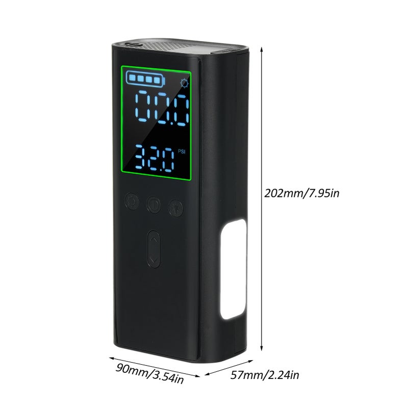 مضخة هواء محمولة لانتفاء الإطارات (ضاغط هواء محمول) لاسلكي صغير كهربائي بشاحن USB محمول لسيارات دراجات نارية دراجات كرات ومستلزمات قابلة للانتفاء مع إيقاف تلقائي مقياس ضغط رقمي ومصباح LED - Image 3