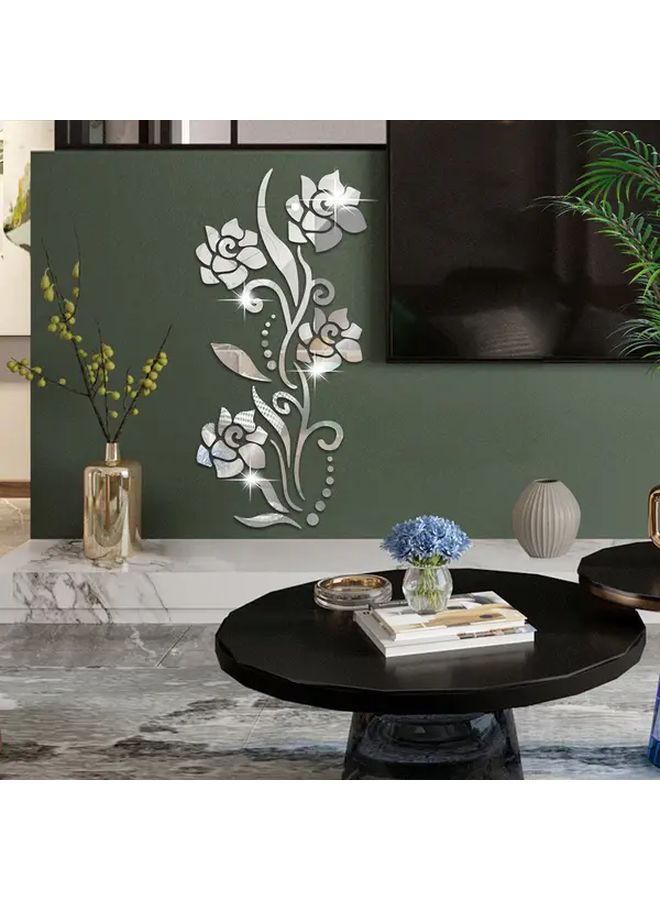 Red Acrylic Rose Flower Mirror Wall Sticker for Bedroom Living Room Decor - Image 1