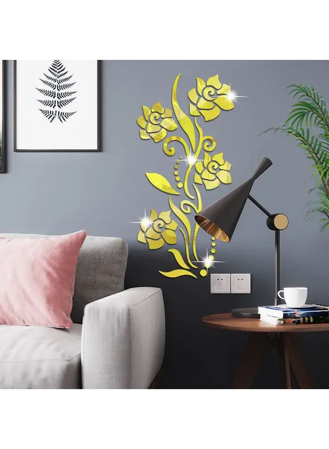 Red Acrylic Rose Flower Mirror Wall Sticker for Bedroom Living Room Decor - Image 4