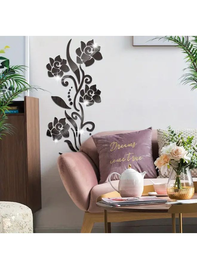 Red Acrylic Rose Flower Mirror Wall Sticker for Bedroom Living Room Decor - Image 2