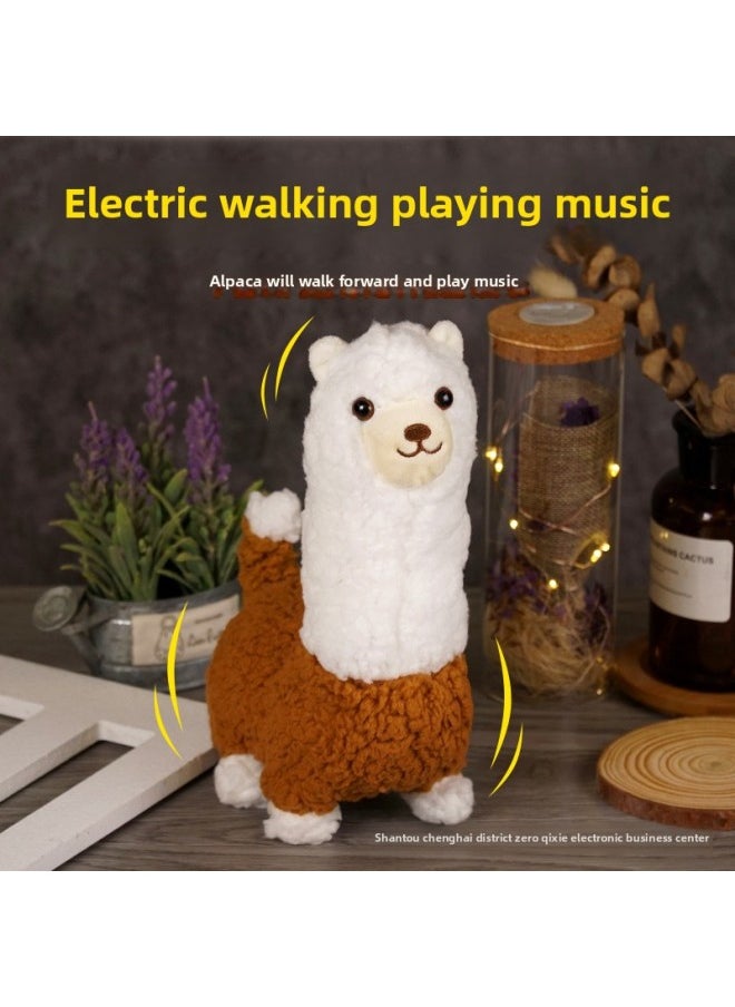Simulation Children's Electric Plush Toys Alpaca Animals Can Sing, Shake Their Heads, Call, Move And Walk Toys For Men And Women-Color:Alpaca [yellow And White]]-Specifications:opp Bag  - Image 3