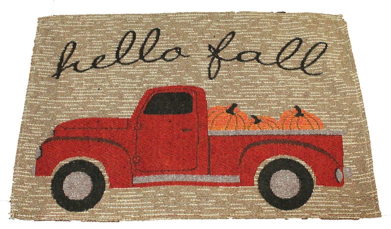 Twisted Anchor Tradi Twisted Anchor Trading Company 4 pc Hello Fall Placemats - Vintage Truck Fall Kitchen Decor Set - Comes in an Organza Bag so It's Ready for Giving! - Image 3