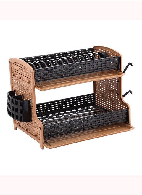 Galaxy 2 Layer Rattan Dish Rack, Plastic Drip Tray, RF10798