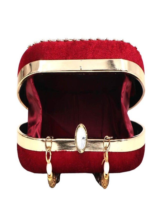 DUCHESS Women's Oval Clutch Maroon - Image 4