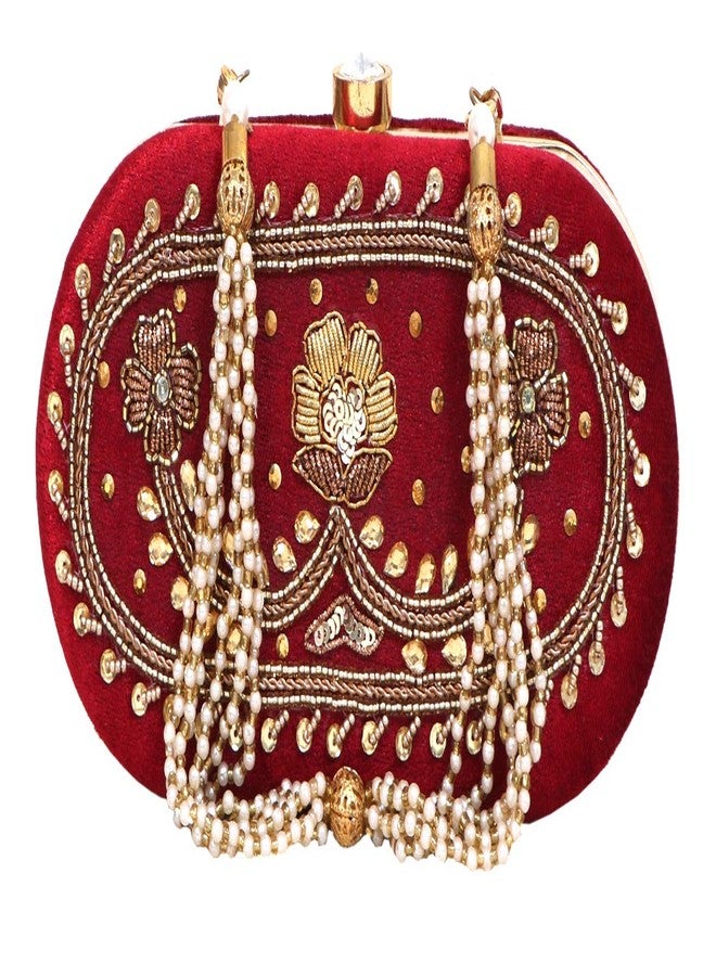 DUCHESS Women's Oval Clutch Maroon - Image 1