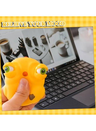 2 قطعة العاب ضغط الدجاج، العاب اسفنجية مضحكة لتخفيف التوتر، مع عيون منبثقة، العاب حيوانات مضحكة قابلة للتمدد، العاب تخفيف التوتر للكبار، للاطفال والكبار (وردي/أصفر) - view 2