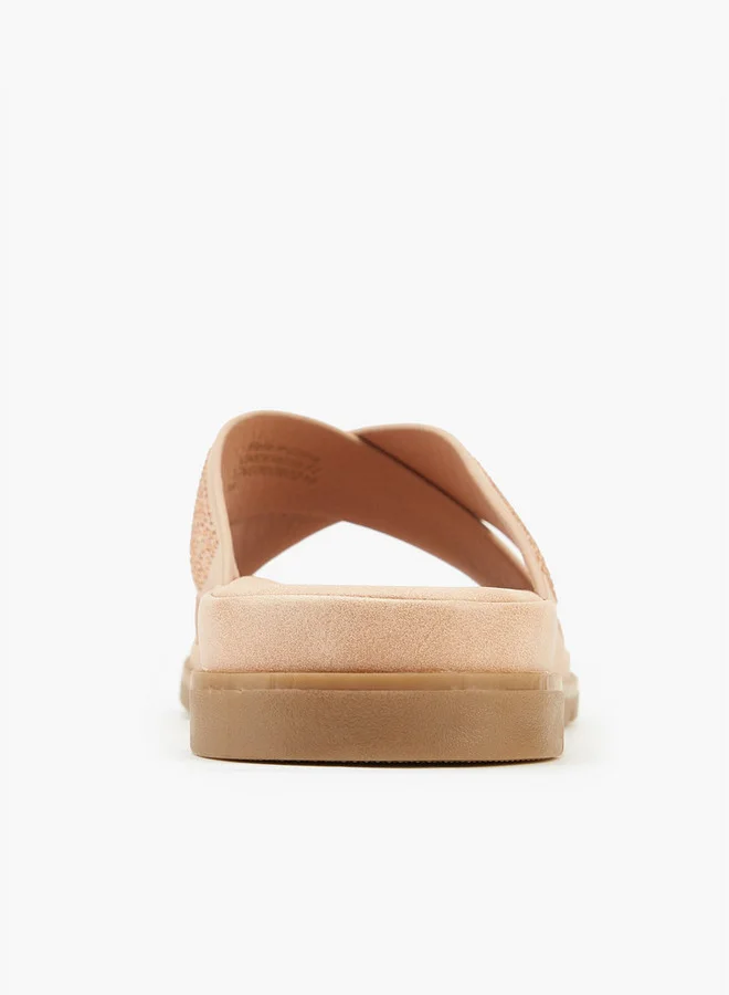 Flora Bella By Shoexpress Embellished Slip-On Cross Strap Sandals