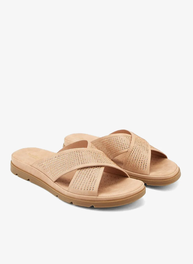 Flora Bella By Shoexpress Embellished Slip-On Cross Strap Sandals
