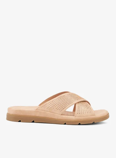 Flora Bella By Shoexpress Embellished Slip-On Cross Strap Sandals