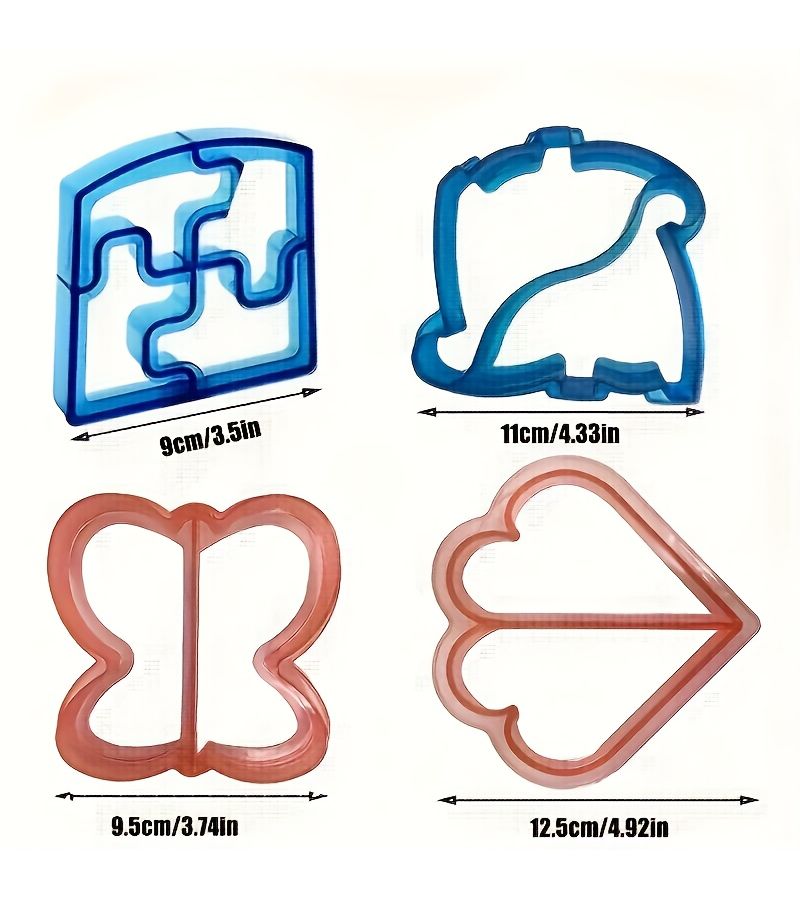 4 Pcs Sandwich Cutter Pancake Maker Dinosaur Butterfly Dolphin Heart Shape Cookie Cutter Kids Bento Box - Image 3