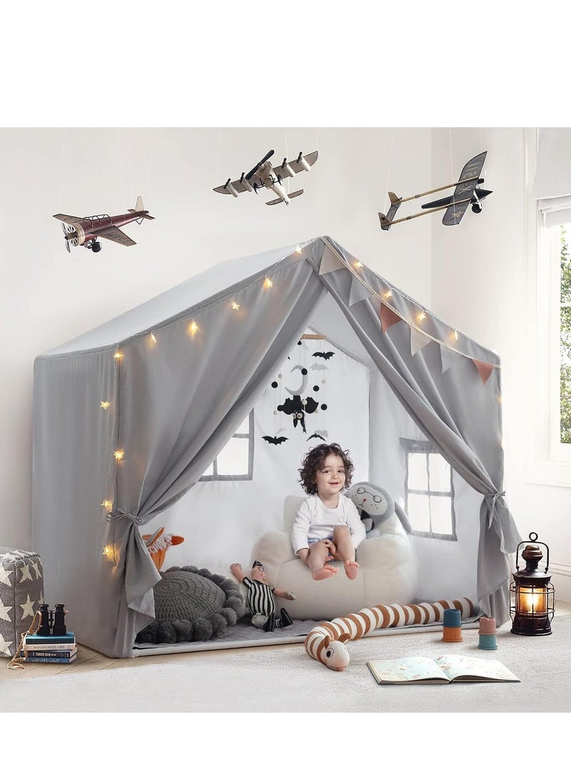 اكسيسن خيمة لعب كبيرة للأطفال، خيمة لعب كبيرة للأطفال، خيمة لعب مع خيوط ضوئية وأعلام وحصيرة مبطنة، قلعة بنين وبنات، مركز أنشطة داخلية في الهواء الطلق زاوية قراءة - Image 3