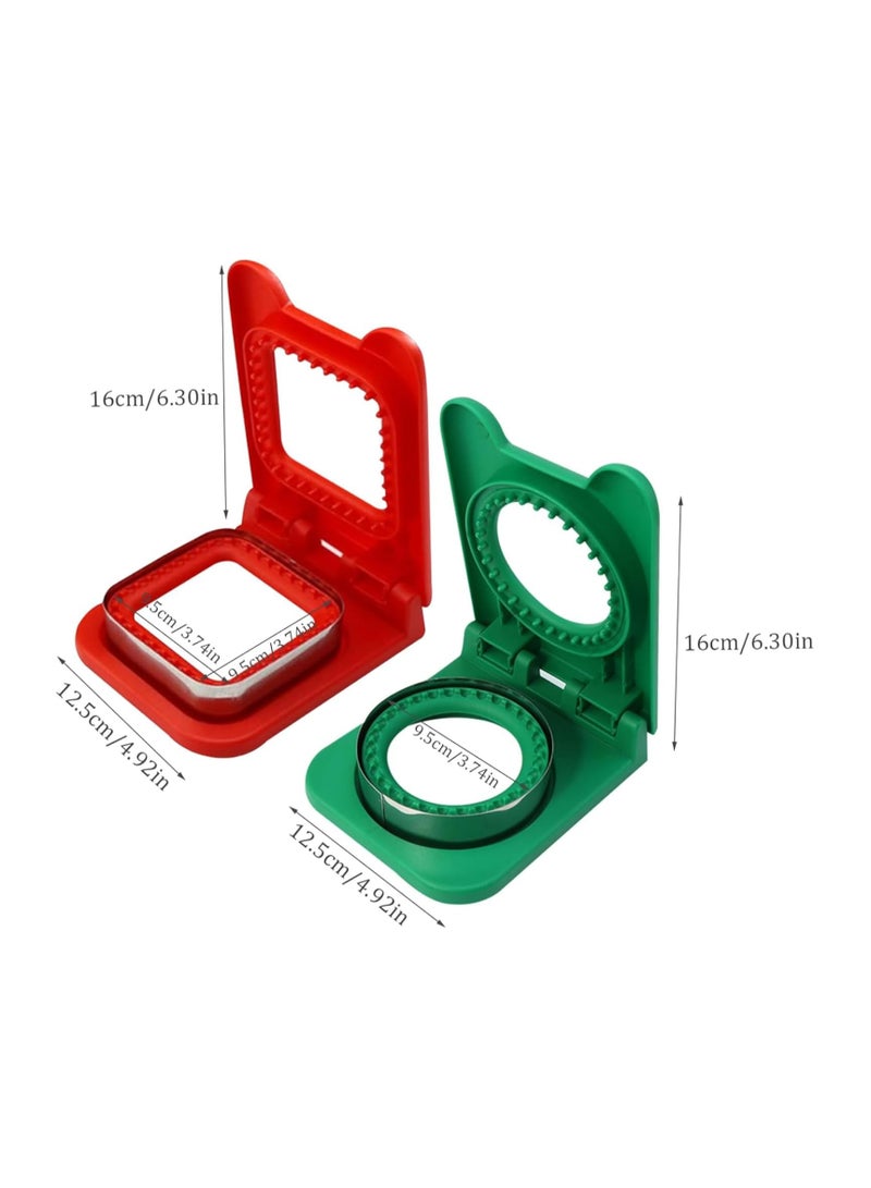 2 حزمة قاطع السندوتشات وسدادة العفن، صانع السندوتشات للأطفال، قاطع خبز على شكل دائرة ومربع، ممتاز لصندوق الغداء وصندوق بينتو. - Image 3