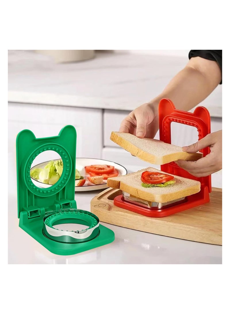 2 حزمة قاطع السندوتشات وسدادة العفن، صانع السندوتشات للأطفال، قاطع خبز على شكل دائرة ومربع، ممتاز لصندوق الغداء وصندوق بينتو. - Image 5