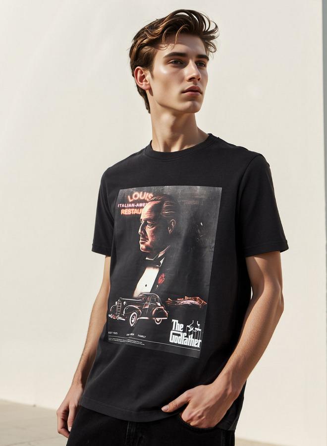 سبلاش فيڤ تيشيرت بياقة دائرية بطبعة الأب الروحي - Image 1