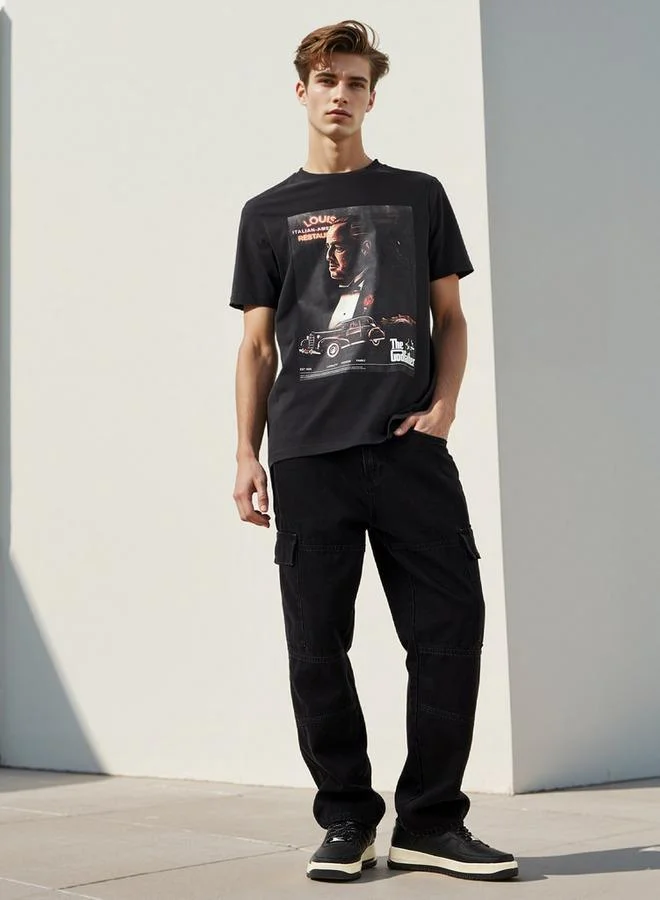 سبلاش فيڤ تيشيرت بياقة دائرية بطبعة الأب الروحي