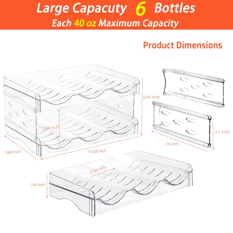 Baosia Stackable Wine Rack,Wine Bottle Holder for Inside Cabinet,for Pantry,Refrigerator,Countertop Organization-2 Tiers for 6 Bottles - Image 2