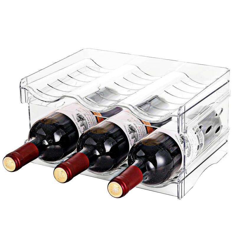 Baosia Stackable Wine Rack,Wine Bottle Holder for Inside Cabinet,for Pantry,Refrigerator,Countertop Organization-2 Tiers for 6 Bottles - Image 1
