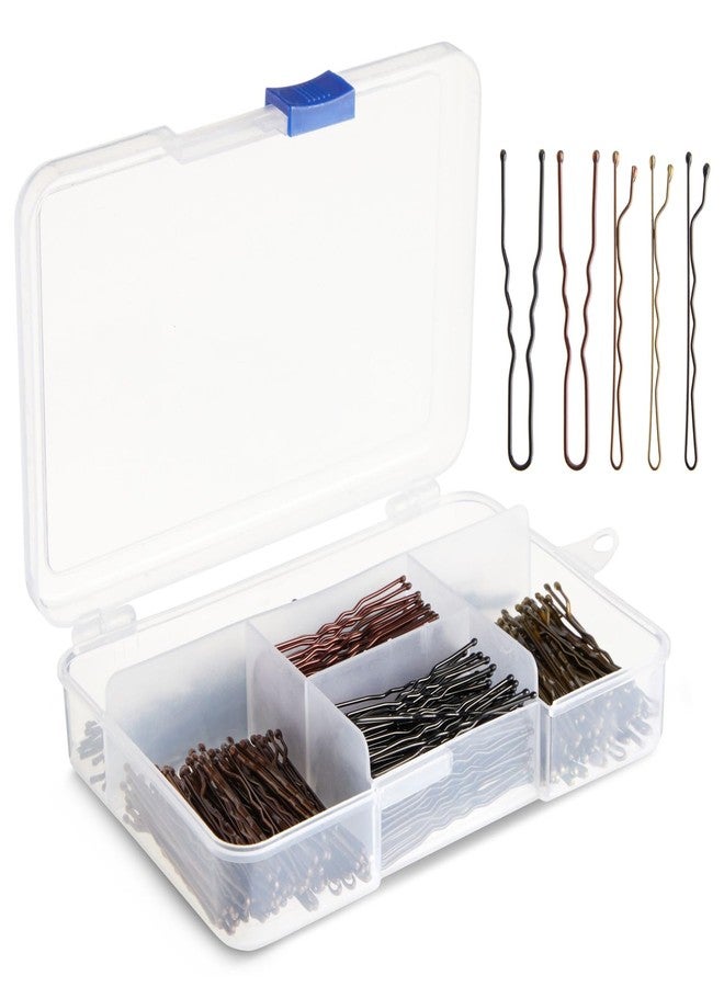 Okuna Outpost 360 Pack 2 Inch Hair Pins with Clear Holder, Bulk Set of Bobby Pins in 2 Styles and 4 Colors - Hair Dresser Must Haves - Image 1