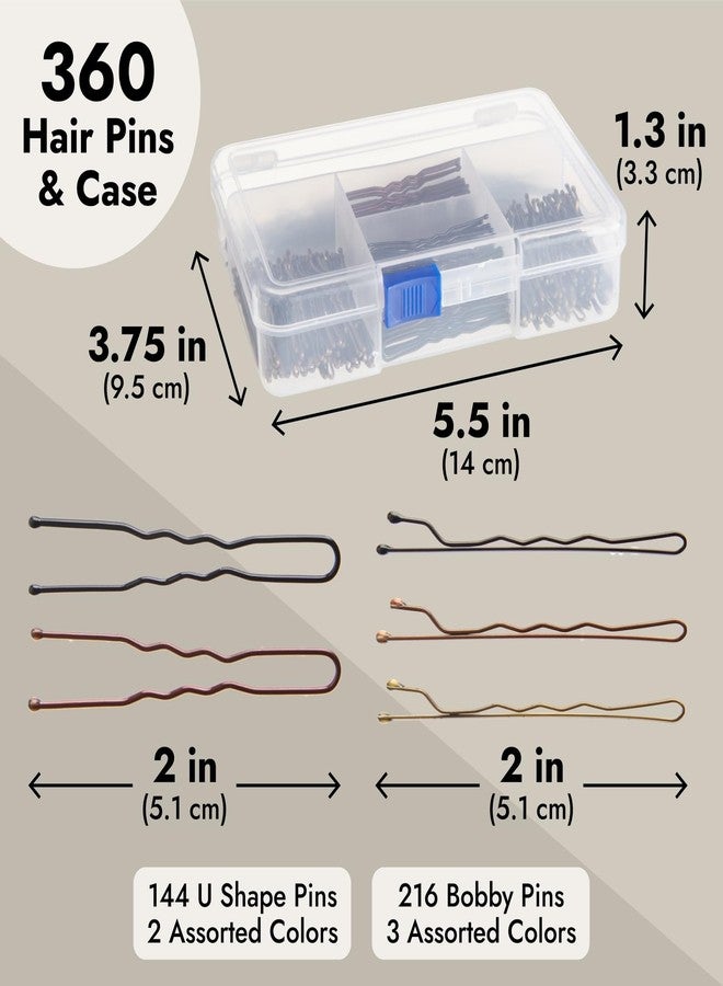 Okuna Outpost 360 Pack 2 Inch Hair Pins with Clear Holder, Bulk Set of Bobby Pins in 2 Styles and 4 Colors - Hair Dresser Must Haves - Image 3