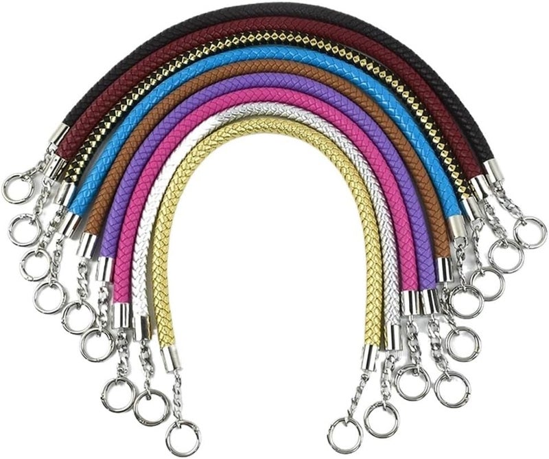 Bag Strap 2Pcs 30-60cm Women's Bags Strap Weave Leather Rope Handles Handbag Shoulder Straps DIY Handmade Replace Chain Bag Accessories Handbag Strap(Silver,40cm) - Image 2