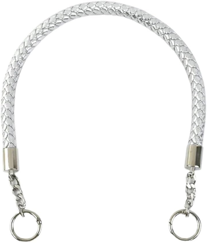 Bag Strap 2Pcs 30-60cm Women's Bags Strap Weave Leather Rope Handles Handbag Shoulder Straps DIY Handmade Replace Chain Bag Accessories Handbag Strap(Silver,40cm) - Image 1