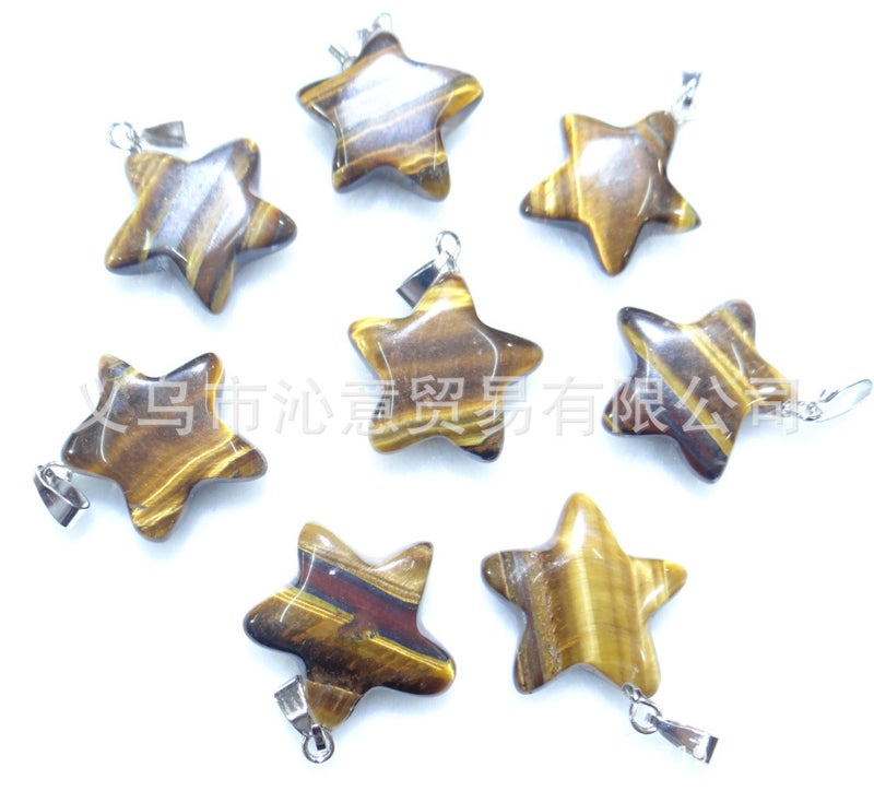 Generic Natural Stone Crystal Agate Pendant Necklace Star Tiger Stone 