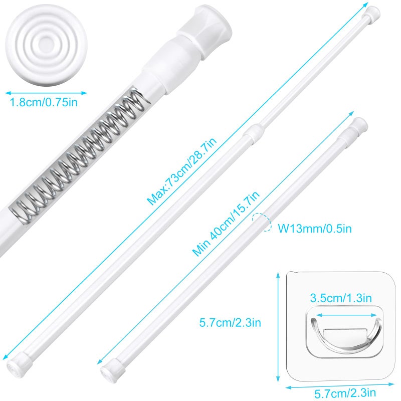 vivinin 3 Pack Tension Rods 18-28 Inch with 6 Pack Pole Sockets, Tension Curtain Rod Adjustable No Drilling, Small Curtain Rod Adjustable, Curtain Tension Rod for Windows, Cupboard, and Wardrobe - Image 2