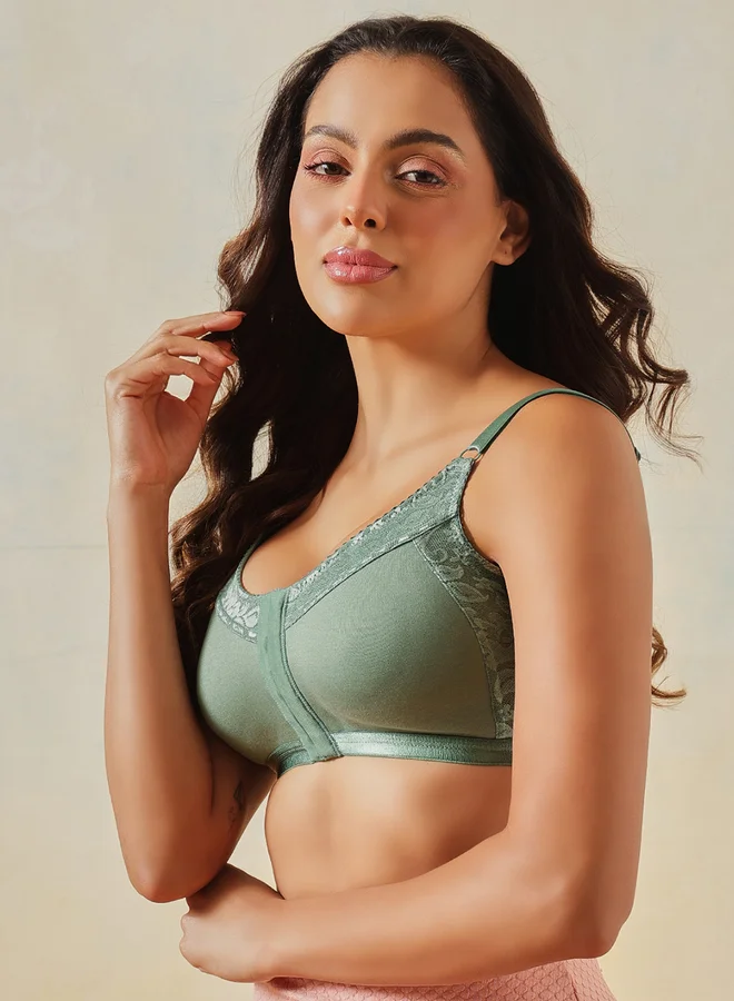 Clovia Cotton Non-Padded Non-Wired Easy-On Front Open Bra