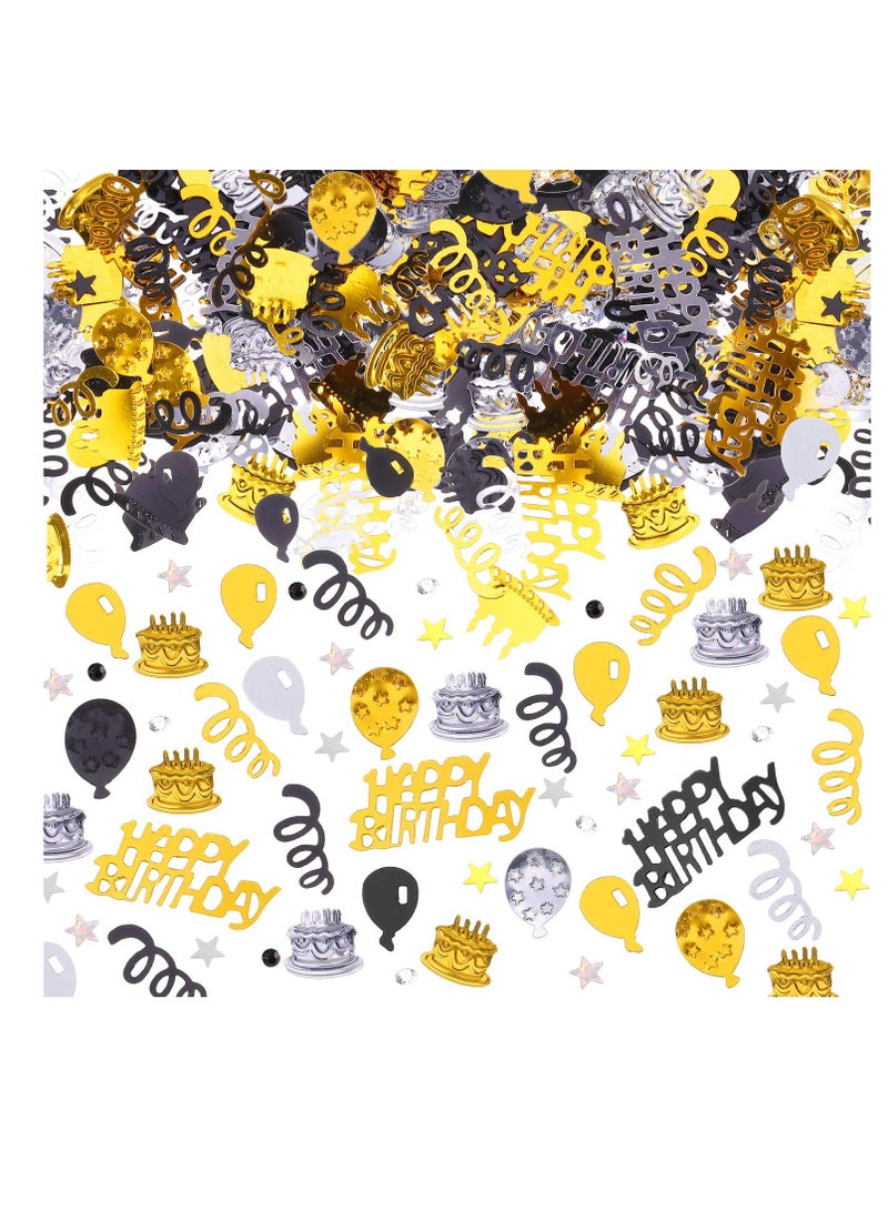 SOLARAE 3000 Pieces Birthday Confetti - Metallic Foil Cake and Balloon Scatter for Party Decorations, Baby Showers, and DIY Crafts (3 Vibrant Colors) - Image 1