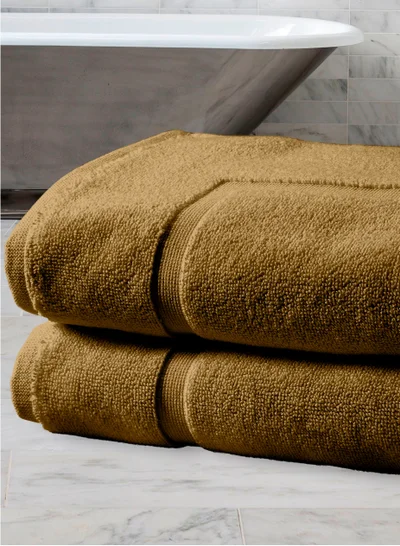 Bliss Casa Bath Mat 2-Pieces 1000 GSM Genuine Ring Spun 100% Cotton Highly Absorbent Cotton Brown 50x80cm