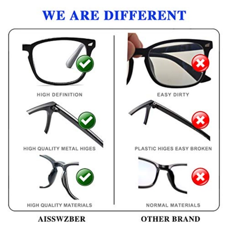 نظارات مربعة زرقاء اللون لحجب الضوء، نظارات كمبيوتر/ألعاب/شاشة للنساء والرجال - Image 3