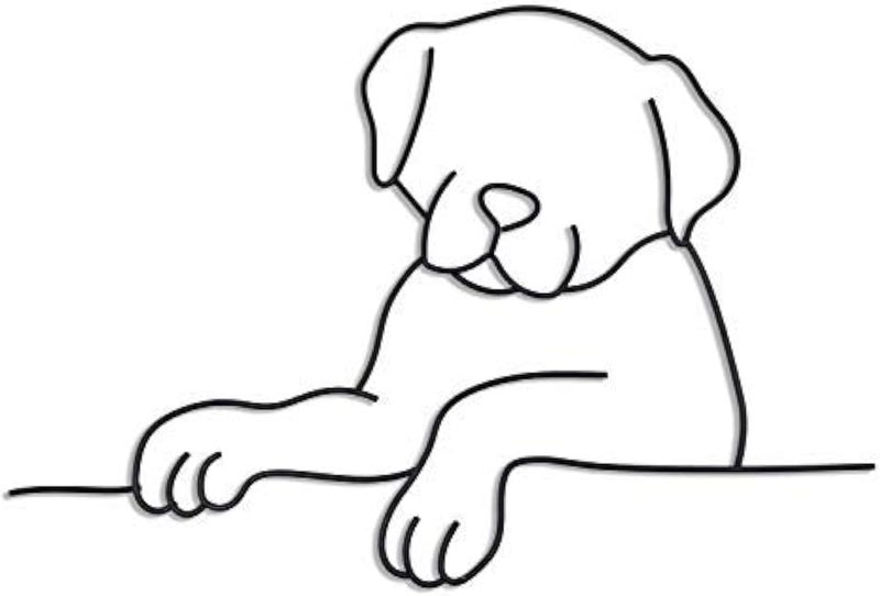 Matani Metal Dog Wall Art | Minimalist Room & Living Room Wall Decor (Sleeping Labrador) (Peeking Dog) - Image 1