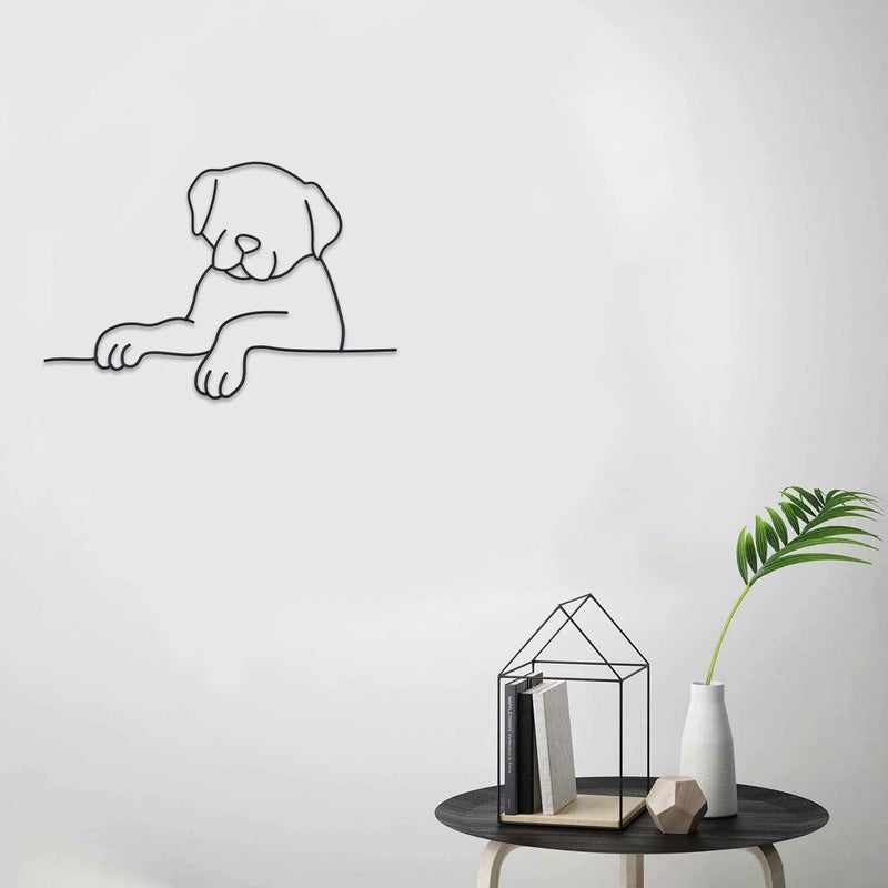 Matani Metal Dog Wall Art | Minimalist Room & Living Room Wall Decor (Sleeping Labrador) (Peeking Dog) - Image 2