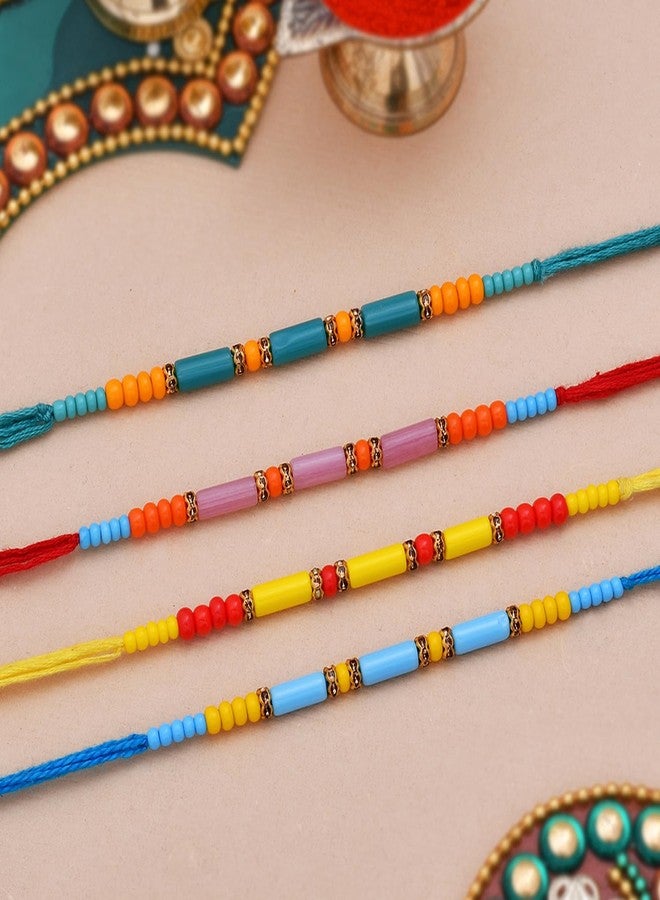 VOYLLA Set of 4 Colorful Beads embedded Rakhi - Image 2