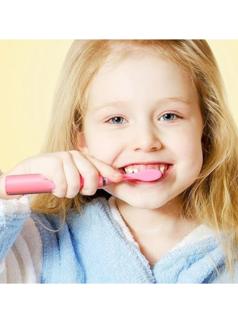 عربست فرشاة أسنان كهربائية محمولة للأطفال، فرشاة أسنان أطفال تعمل بالبطارية 6 رؤوس فرشاة، مؤقت مدمج لمدة دقيقتين، شعيرات ناعمة، مقاومة للماء IPX7 - Image 2