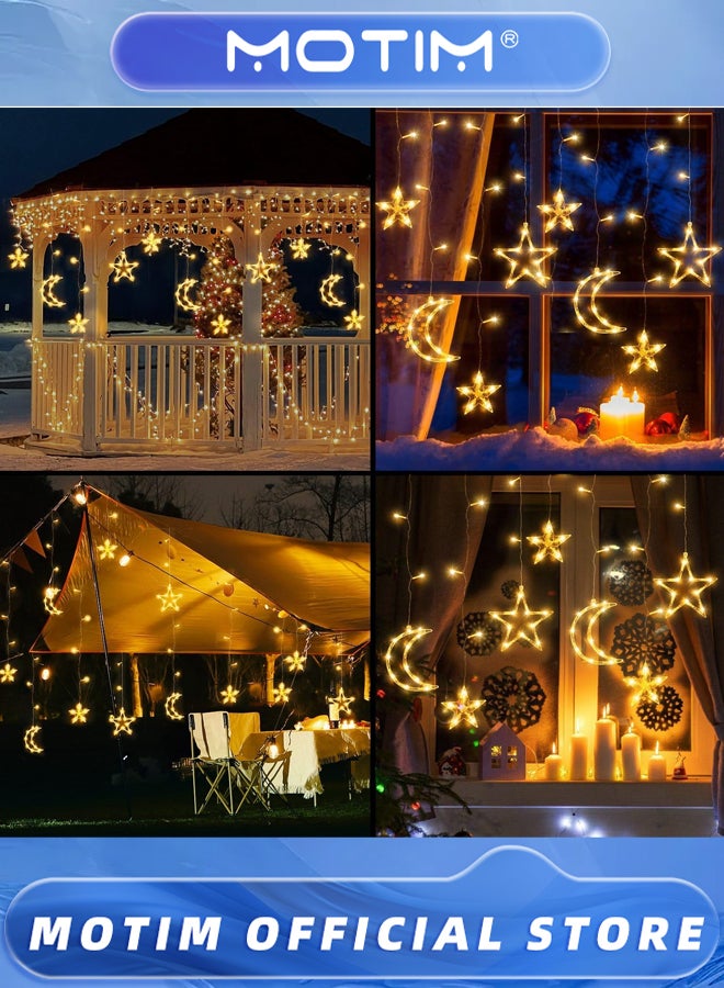 Motim 3.5m LED Star Moon String Lights Battery Powered Fairy Curtain Lights String Lights for Backyard & Garden & Patio & Home & Holiday Decoration (Warm White)  - Image 4