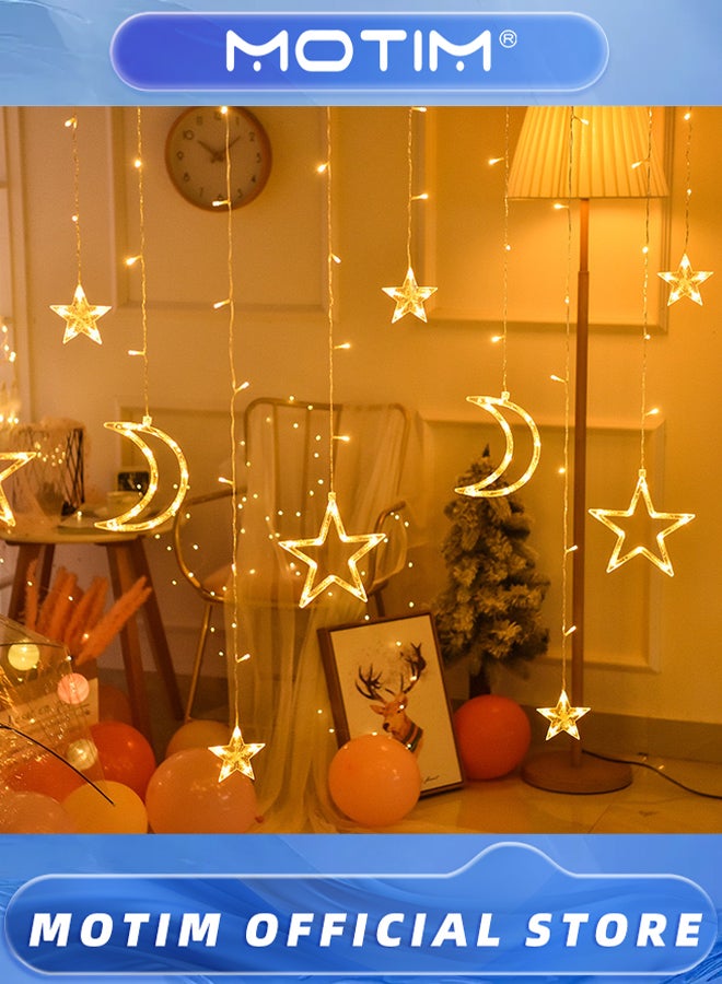 Motim 3.5m LED Star Moon String Lights Battery Powered Fairy Curtain Lights String Lights for Backyard & Garden & Patio & Home & Holiday Decoration (Warm White)  - Image 2