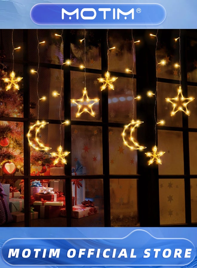 Motim 3.5m LED Star Moon String Lights Battery Powered Fairy Curtain Lights String Lights for Backyard & Garden & Patio & Home & Holiday Decoration (Warm White)  - Image 3