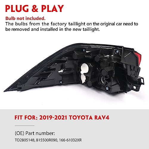 Huray Right Outer Tail Light for Toyota RAV4 2019-2022 Passenger Side Taillight Lamp Assembly Replacement for TO2805148 815500R090 - Image 2