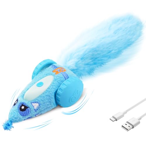 Migipaws Automatic Cat Toys for Indoor Cats Plush Interactive Mouse Toy Smart Moving Rechargeable Kitten Toy Blue - Image 1