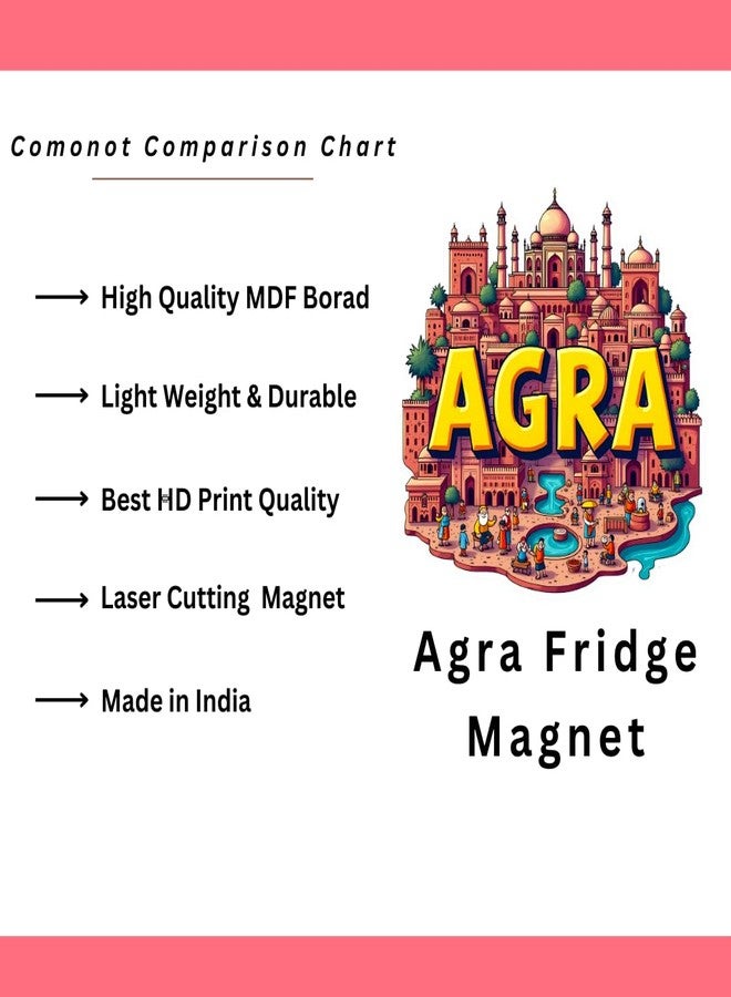 GIFTODAY Agra Theme Souvenir Wooden Fridge Magnet for Refrigerator - Agra Printed Magnet for Office and Home Decoration | Perfect Souvenir Gift | Pack of 1 | Size 3x3 Inch - Image 4